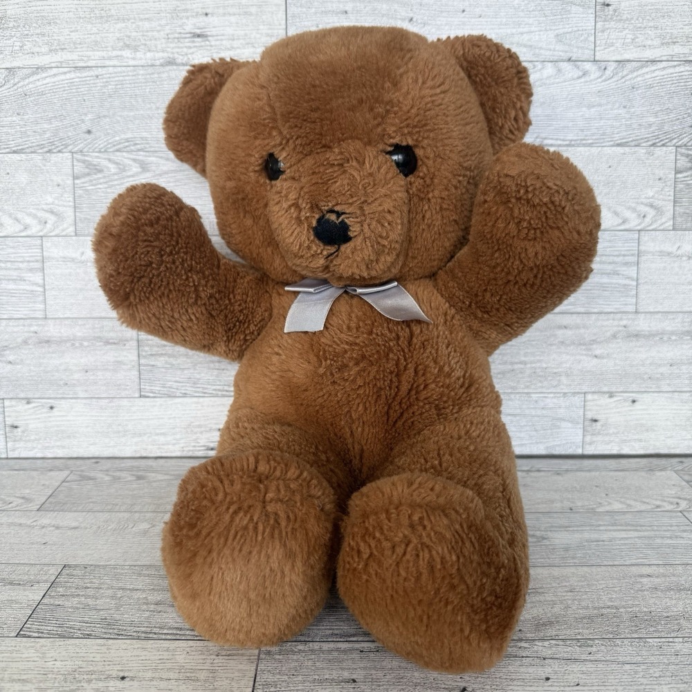 Vintage‎ 1986 Dakin Teddy Bear 15" Brown Plush Stuffed Bow Tie